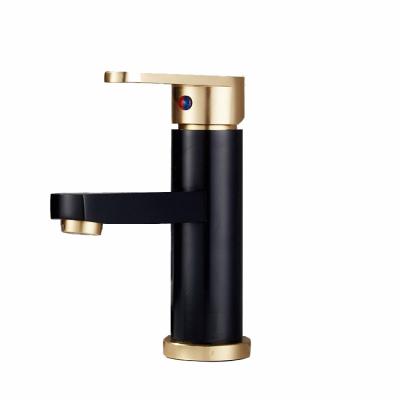 China Sense Faucets New Arrival Black And Gold Color Bathroom Faucet Basin Faucet Cold And Hot Water Mixer Tap for sale