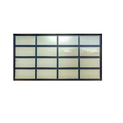 China Minimalist Automatic Electric Garage Door Perspective Glass Aluminum For Warehouse Black Glass Customized Doors Combine Roll Up for sale