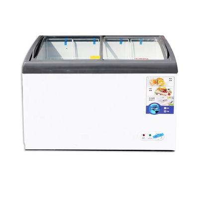 China Single-Temperature Commercial Curved Sliding Door Ice Cream Display Chest Freezer Refrigerator for sale