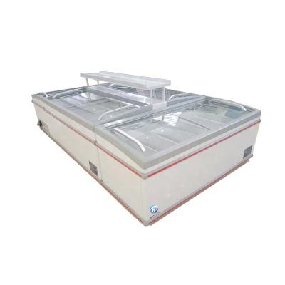 China Single-Temperature Large Capacity Display Sliding Glass Door Chest Air Cooling Commercial Island Freezer for sale