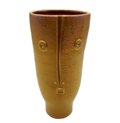 China Rustic Ceramic Human Head Flower Vase Face Vase Living Room Florist Decoration 9.5 Inches (Retro Gold) for sale