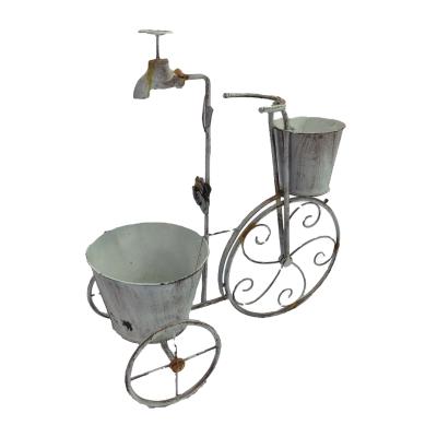 China Chinese style metal powder coating outdoor bicycle planter for garden for sale