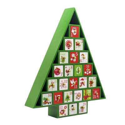 China High Quality Christamas Tree Decoration Christmas Tree Shaped Wooden Calendar Christmas Advent Calendar for sale