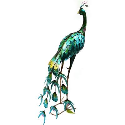 China Outdoor Transitional Metal Hotsale Decoration Landscape Art Life Size Animal Metal Peacock Statue for sale