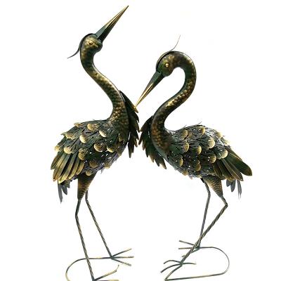 China Garden Deocration Figurines Art Garden Metal Sculpture Decorative Bronze Heron for sale