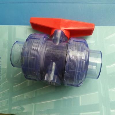 China China Manufacturer Transparent Eco-friendly PVC Genuine Unions Double Union For Chemical Industry Plastic Ball Valve for sale