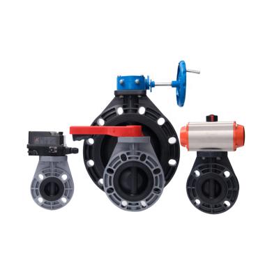 China Eco-friendly Handle UPVC Agricultural Red Water Valve Irrigation Manual Manual Customization Plastic Butterfly Valve For Irrigation for sale