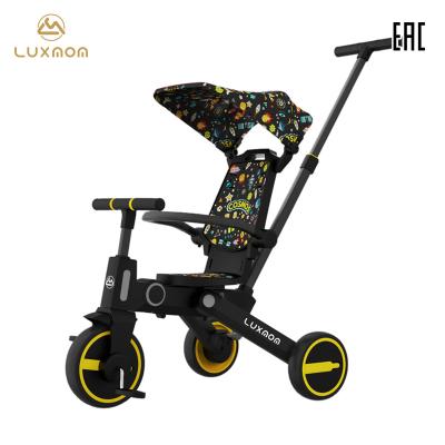 China LUXMOM SL 168 Portable Foldable Multifunctional Kids Tricycle Eco-friendly Material Kids Tricycle with Roof and Push Handle for Outdoor for sale