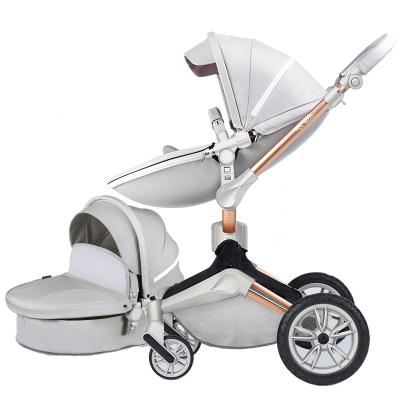 China Purpose 2022 Mummy Baby Stroller High Landscape Multi-Function Hot Stroller PU Material Foldable Easy To Clean Stroller For Hot Mom for sale