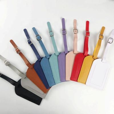 China PU Light Soft Travel Accessories Flip Top Over Luggage Tag Soft Clip Closure Travel Suitcase Label Colorful Airplane Multiple Colors Name Tag for sale