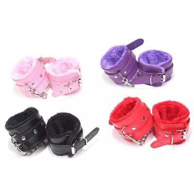 China Sexy Bondage Fun Adult SM Toys PU Leather Sex Slave Handcuffs For Couples Sex Toys for sale