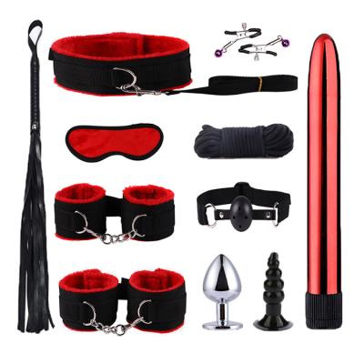 China Sexy Bondage Pacs Sex Toys 11 Set For Men Women BDSM Bondage Restraints Kit Ball Gag Cuff Whip Collar Fetish Wrist Couples Play for sale