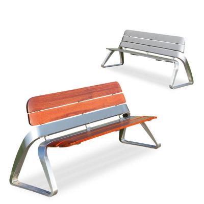 China Modern Outdoor Modern Stainless Steel Benches Outdoor Garden Patio Wooden Benches Seat for sale