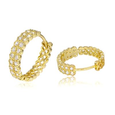 China TRENDY 2022 Latest Fashion Designer Pave Women 18K Gold Plated Round Hoop Earrings For Brass Jewelry for sale