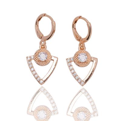 China Hiphop Wholesale Latest Designs Luxury Champagne Gold Plated Zircon Copper Jewelry Women Drop Pendant Earrings for sale