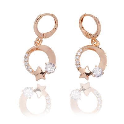 China Luxury Fashion Women Drop Earrings Champagne Gold Plated Brass Cooper Hiphop Jewelry For Stud Earrings for sale