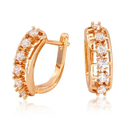 China Vintage Fashion Women Designer Brass 3A Brazilian Zirconia Champagne Diamond Hoop Earrings for sale