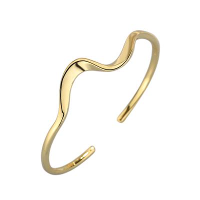 China Other Fashion Jewelry Wholesale High Quality Gold Plated Cuff Bracelet Brass Simple Opening Bangle for sale