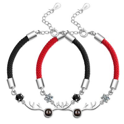 China FASHIONABLE GSY fashion I love you bracelet 100 languages ​​black red couples rope photo projection bracelet for sale