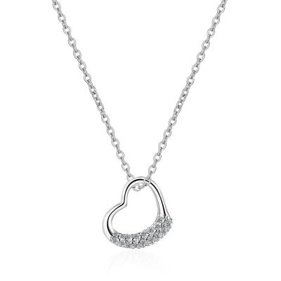 China GSY Fashion Hot Sale White Gold Zircon Jewelry Heart Shape Women Simple Brass Necklace For Gift for sale