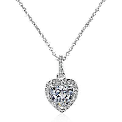 China Trendy Brass Trendy Fashion White Gold Jewelry GSY Heart Shape Zircon Pendants Chain Necklace For Women for sale