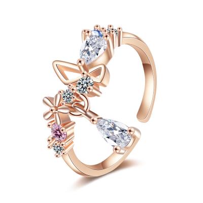 China FASHIONABLE GSY Fashion Jewelry Rose Gold Plated Zircon Adjustable Opening Rings For Women for sale