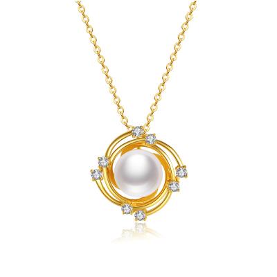 China Wholesale Vintage Designer Real Jewelry 925 Sterling Silver Gold Plated Natural Pearl Necklace With Pendant for sale