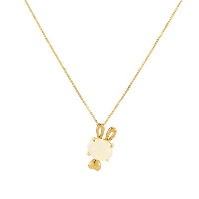 China 22k Gold S925 Sterling Silver Rabbit Pendant Real Hetian Jade Necklaces Luxury Wholesale Vintage for sale