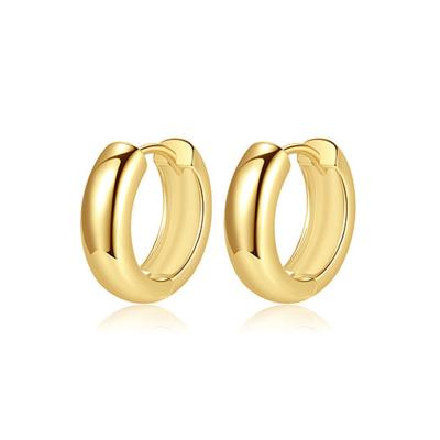 China Trendy fine jewelry hot sale unisex simple 18k gold plated Chunky Thick 925 Sterling Silver Hoop Earrings for sale