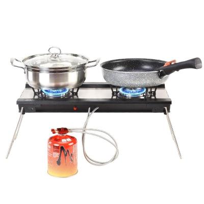 China Fire Starting Outdoor Camping Gas Stove Two-Burner Cooking Stove , Self-driving Stove B22 for sale