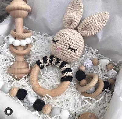 China Soft Toy C'dear Educational Bath Toys Baby Basket Gift Set Crochet Toy Rabbit Retro Baby Teether, Plastic Keys Baby Rattle for sale