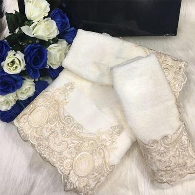 China Turkish Cheap Disposable Factory Lace Microfiber Hand Towel And Bath Towel Set for sale