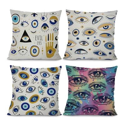 China Evil eyes and viable yellow blue tribal wicks square cushion covers plaid cover for couch sofa for sale