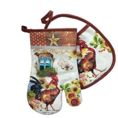 China Traditional Customize Design Cotton Oven Mitt Pot Holder Kitchen Set for sale