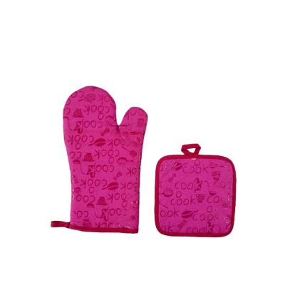 China Casual Silicone Printed Oven Mitt And Pot Holder Set for sale