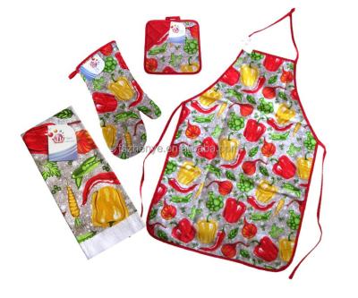 China Personalized Kids Kitchen Apron Cleaning Set, Kitchen Towels with Oven Mitt for sale