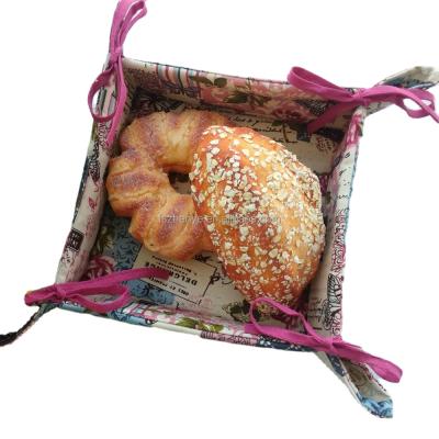 China Eco - Friendly Cotton Twill Fabric Foldable Bread Basket For Bread for sale