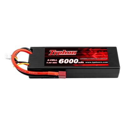 China 6000mAh 2S 7.4V Hardcase Lipo Rechargeable Battery with Deans Connector for 1/8 1/10 Scale RC Car 6000mah for sale