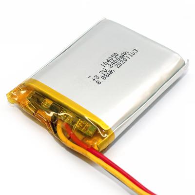 China Toys 2400mah Big Capacity Lipo Battery 104050 3.7v 8.88wh Lithium Polymer Rechargeable Battery With Jst Connector for sale