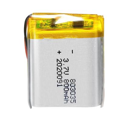 China Rechargeable Toys 503035 703035 803035 903035 3.7v 800mah 803035 Lipo Drone Battery Lipo Battery 603035 for sale