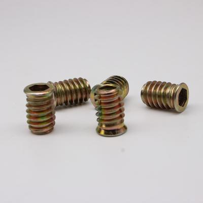 China Common for two pcs panel or wood hinge screw furniture hardware M6 M8 M10 iron hex flange furniture connector screw insert nuts for connecting common board for sale