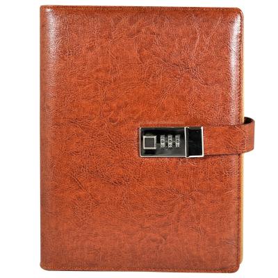 China Custom Leather Loose Leaf Notebook Diary With Code Lock for sale