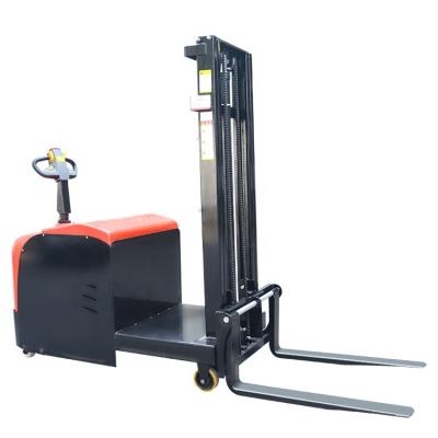 China Hotels Lengthen Counter Weight Full Electric Stacker Standing Electric Drive Stacker for sale