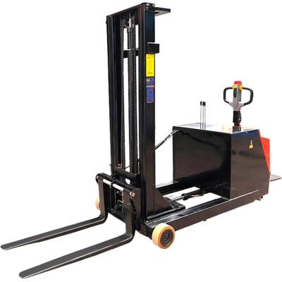 China Hotels Reach Standing Electric Drive Stacker 1ton 2ton Full Truck Electric Stacker Reach Forklift for sale