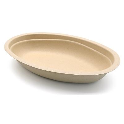 China Promotion 15%off Eco Friendly Unbleached Sugarcane Bagasse Oval Food Container With Lid 100% Biodegradable Tableware for sale