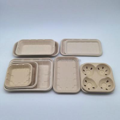 China Eco Friendly Biodegradable Food Tray With Sauce Compartment Compostable Sugar Cane With Custom Logo for sale