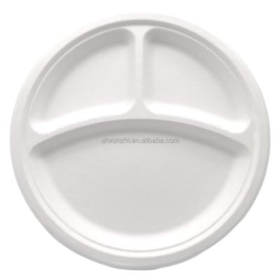 China Promotion 15%off Bagasse Paper Pulp Food Tray Disposable Coating Water Proof Eco Friendly Pet 3 Compartment For Lunch Cake Boxes for sale