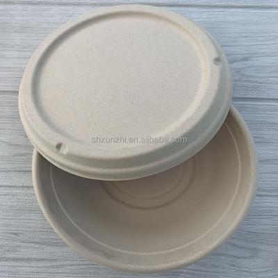 China Eco-Friendly Biodegradable Sugar Cane Sugarcane Bagasse Fiber Paper Pulp Round Square Oval Salad Soup Bowl Container 32 Ounce 240ml With Lid for sale