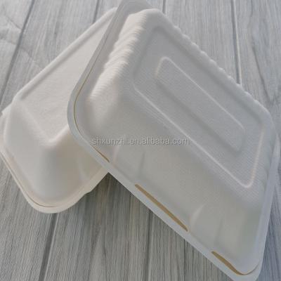 China 15%off Promotion 15%off Biodegradable Bagasse Eco-Friendly Environmentally Friendly Sugarcane Disposable Hamburger Meal Box Lunch Clamshell for sale