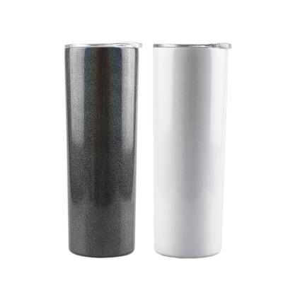 China USA Stocked 20oz Stocked Stainless Steel Skinny Glitter Vacuum Tumbler Insulated Skinny Straight Sublimation Blanks / Tumbler for sale